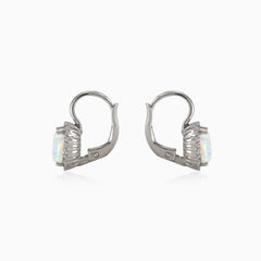 Boucles d’oreilles opale blanche rectangulaires