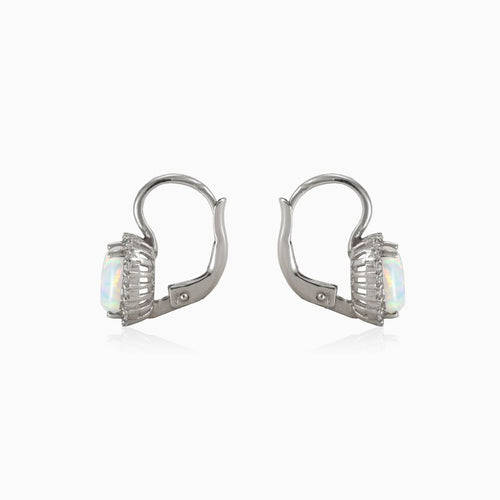 Boucles d’oreilles opale blanche rectangulaires