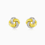 Bicolor gold knot studs
