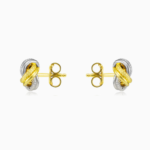 Bicolor gold knot studs