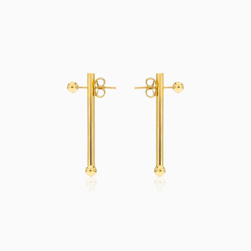 Dlouhé zlaté tyčkové náušnice