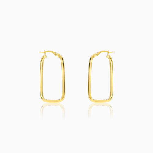 Boucles d’oreilles créoles rectangulaires en or