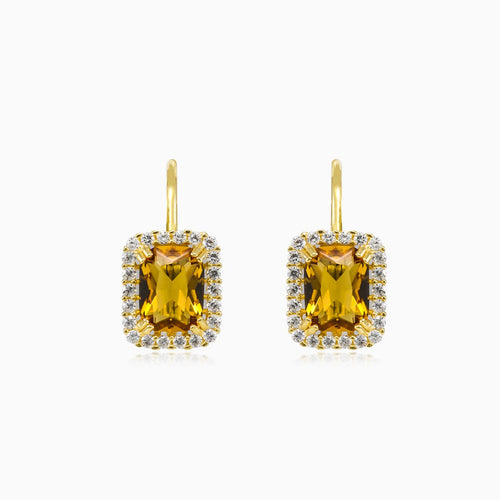 Boucles d'oreilles avec citrine radiante et halo.