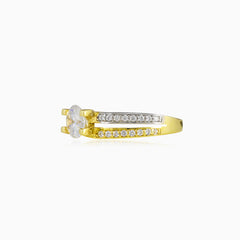 Bague d’accent en or blanc et jaune