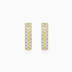 Pendientes de oro con dos filas de cristales