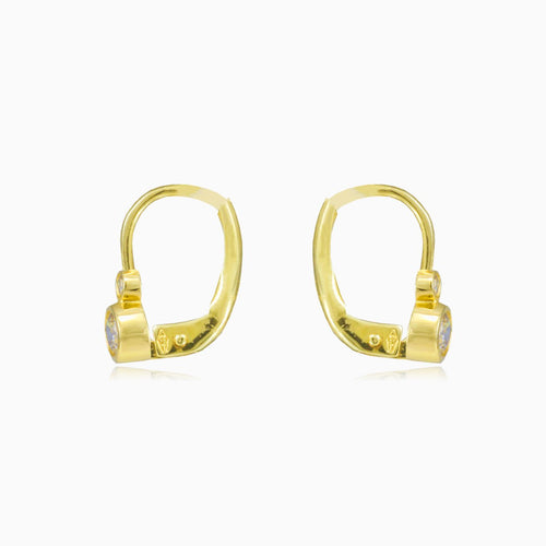 Bezel cubic zirconia gold earrings