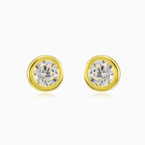 Bezel crystal gold studs