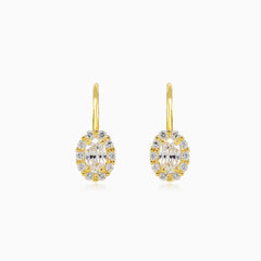 Oval cubic zirconia gold earrings