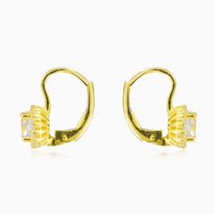 Zlaté náušnice s cushion kubickou zirkonií