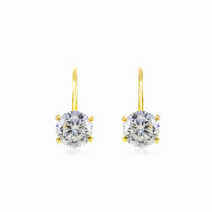 Four prong gold drop earrings