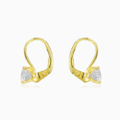 Four prong gold drop earrings