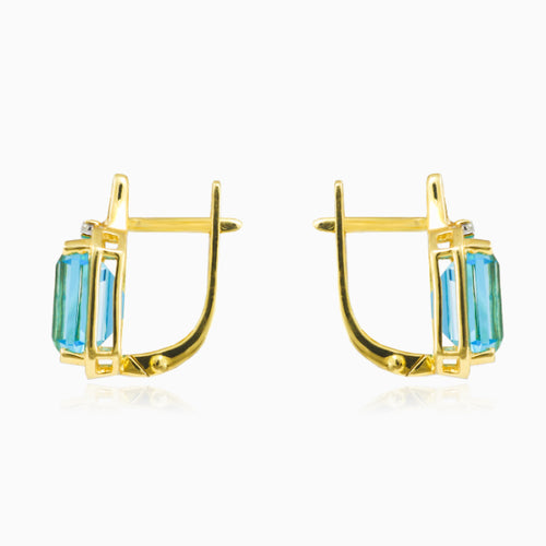 Emerald-cut blue topaz earrings