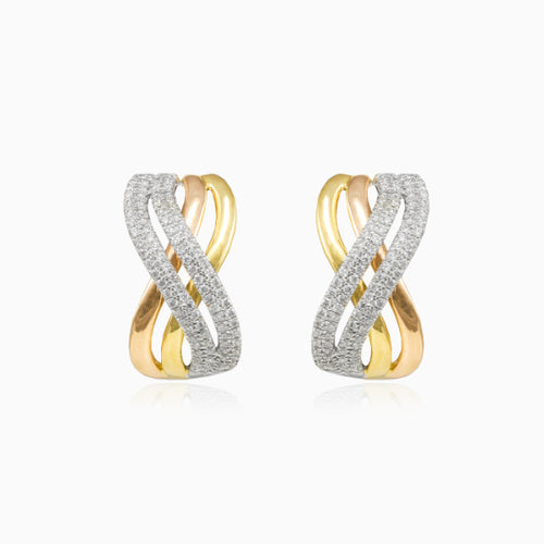 Boucles d'oreilles en diamant tri-couleur