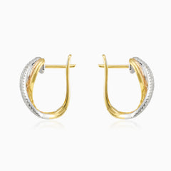 Boucles d'oreilles en diamant tri-couleur