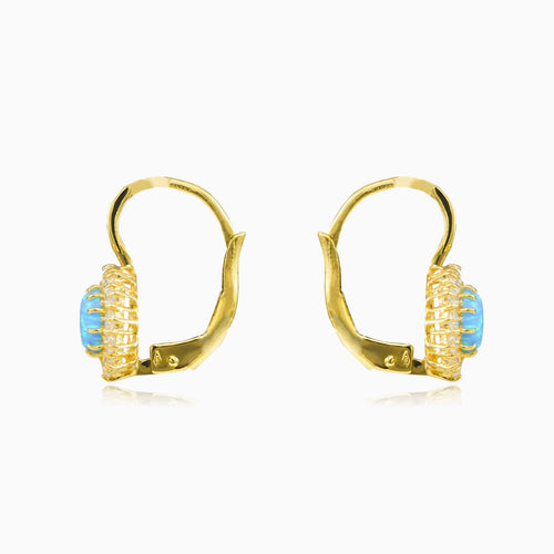 Královské zlaté náušnice s modrými opály