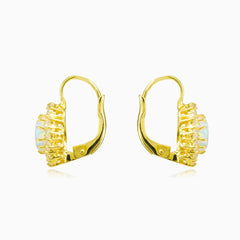 Oválné náušnice s bílým opálem