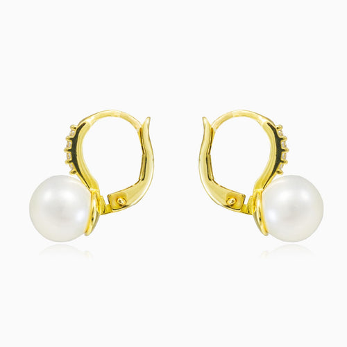 Accent gold pearl earrings