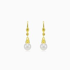 Boucles d’oreilles pendantes en or avec perles