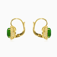 Boucles d’oreilles en or avec quartz vert taille coussin