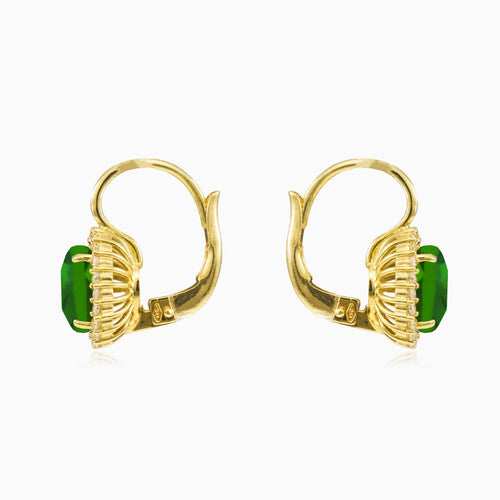 Boucles d’oreilles en or avec quartz vert taille coussin