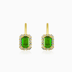 Boucles d’oreilles en or avec quartz vert rectangulaire