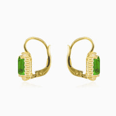 Boucles d’oreilles en or avec quartz vert rectangulaire