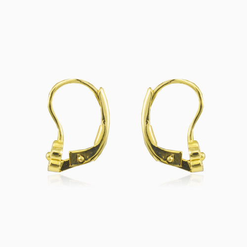 Boucles d’oreilles en or jaune avec fleurs rouges