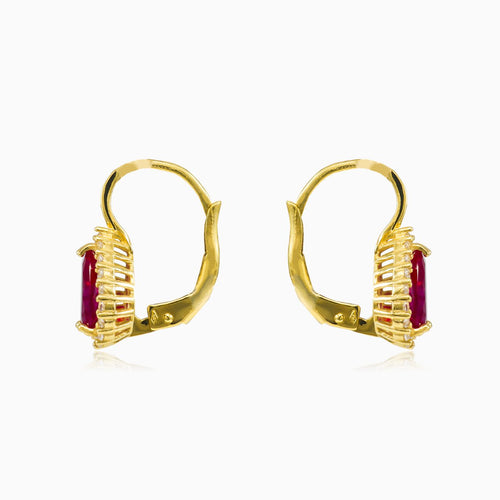 Zlaté náušnice se syntetickým rubínem