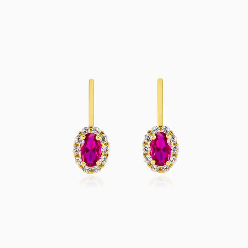 Boucles d’oreilles en or avec rubellite ovale
