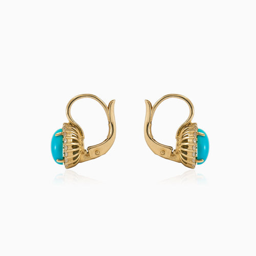 Boucles d'oreilles halo en turquoise.