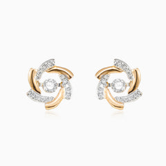 Diamantové náušnice s květem růžového zlata