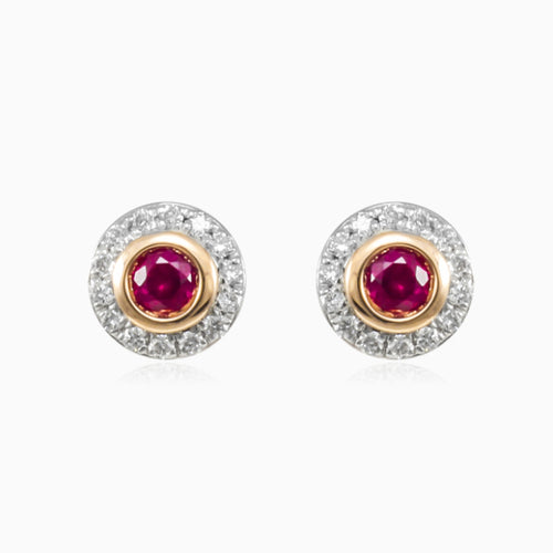 Clous d’oreilles en or avec rubis et diamants