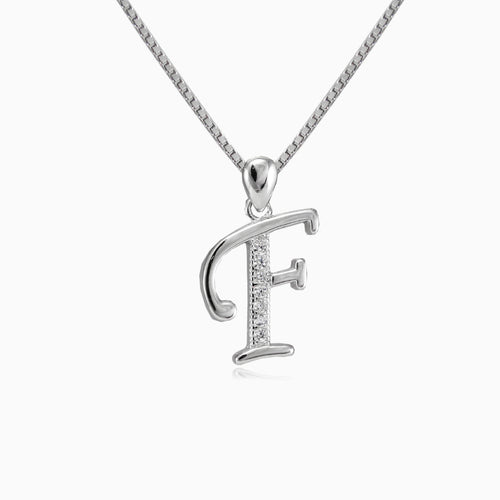 Pendentif lettre F en argent sterling orné de zircone cubique.