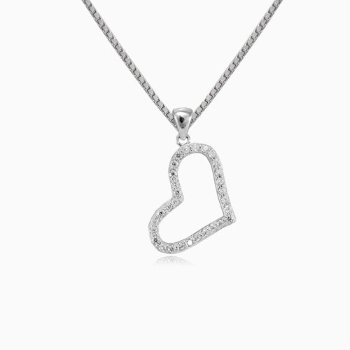 Srdcovitý šikmý přívěsek se zirkony