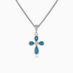 Cruz decorativa de ópalo azul