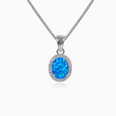 Pendentif en opale bleue ovale