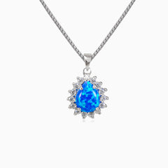 Pendentif opale bleue poire