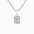 Pendentif en or blanc avec zircon cubique rectangulaire