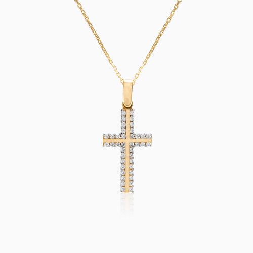 Zlatý křížek s kubickou zirkonií
