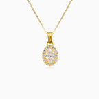 Oval cubic zirconia gold pendant