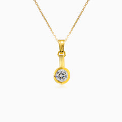 Bezel gold cubic zirconia pendant