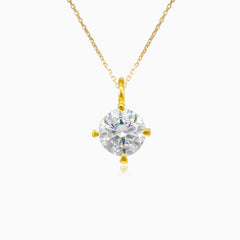 Solitaire cubic zirconia gold pendant
