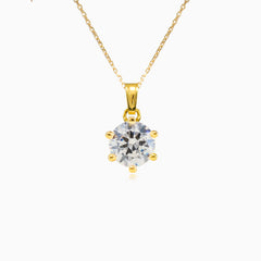 Six prong gold pendant
