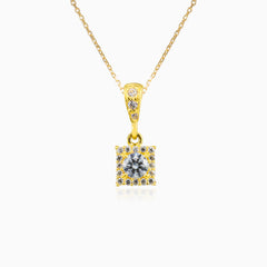 Square gold pendant