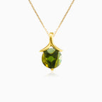 Round moldavite gold pendant