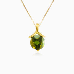 Round moldavite gold pendant