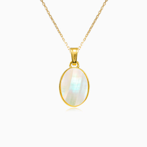 Zlatý oválný perleťový přívěsek