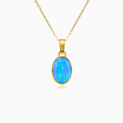 Schlichter blauer Opal-Goldanhänger