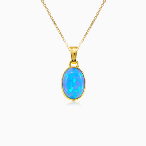 Schlichter blauer Opal-Goldanhänger