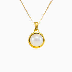 Jednoduchý zlatý perlový přívěsek